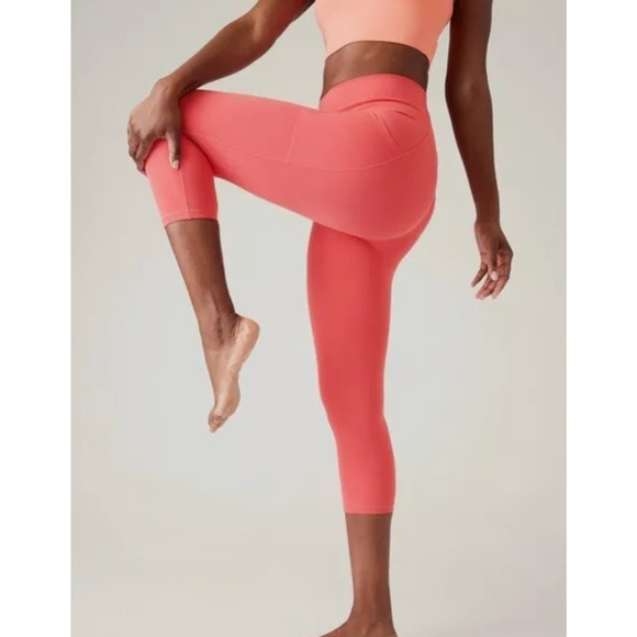 Athleta WORKOUT SET Salutation Stash Pocket II Capri & Exhale‎ Bra 3X Coral NWT - Picture 7 of 11